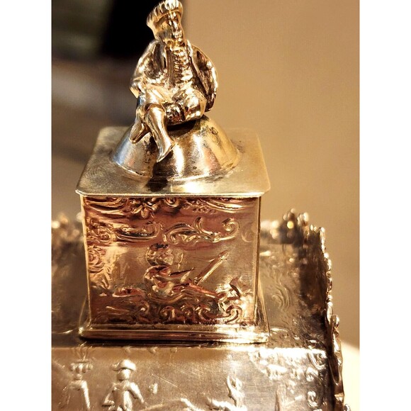 Antique Dutch Tea Caddy in 833 Silver Repousse By J.M. Van Kempen & Zoon 1800-49 - Picture 4 of 9